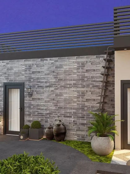 A 3D concept for a serene terrace corner in Kirti Nagar, with a Buddha statue as the focal point.