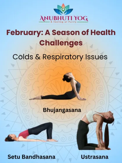 The change in seasons can often bring health challenges like colds and joint stiffness. This graphic shows chest-opening poses like Bhujangasana, Setu Bandhasana, and Ustrasana that I teach to boost immunity and improve respiratory health.