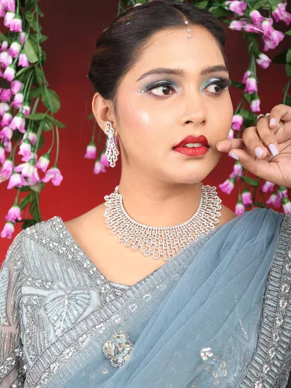 Another detailed shot of the eye makeup. I added small rhinestones on the inner and outer corners for a creative touch.