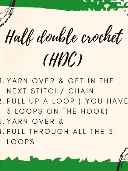 The Half Double Crochet (HDC) is a versatile stitch that's taller than a single crochet but shorter than a double crochet. It creates a wonderful texture and works up projects a little faster.