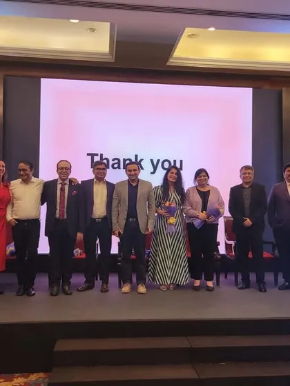 On stage with fellow faculty at the Alma launch of Viscoderm Hydrobooster in Delhi, a new product for advanced skin hydration.