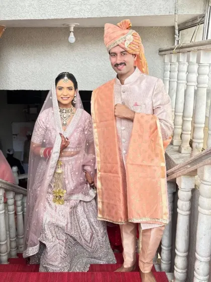 The wedding portrait of Nishant and Ritu. Their story connects Mumbai, Udaipur, and Goa, proving that love finds its way when aligned in seva, sadhana, and smiles.