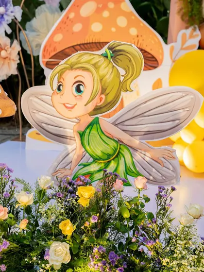 Another shot of the charming Tinkerbell prop, showing how we integrate themed elements with natural decor.