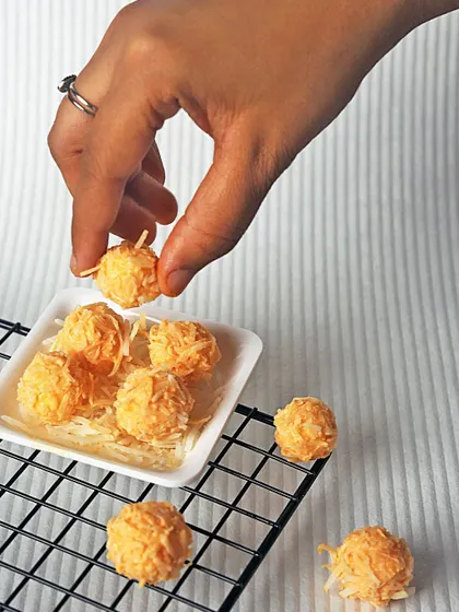 A single bite of my Mango Rasgulla Truffle is a unique experience. It's a modern twist on a traditional favorite, perfect for the mango season.