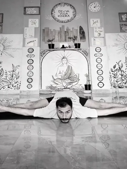 We are dedicated to the mastery of yoga. Our co-founder, Nishant Sir, demonstrates perfect form in Samakonasana, showcasing the level of dedication and skill we bring to every class.
