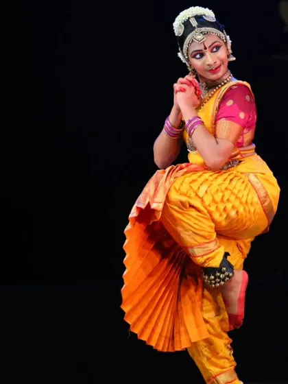 This is the same dynamic pose of Gowri, highlighting the beautiful lines created by the dancer's body.