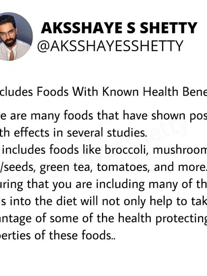I encourage including foods with known health benefits in your diet. Items like broccoli, mushrooms, nuts, seeds, and green tea have protective properties that support overall well-being.