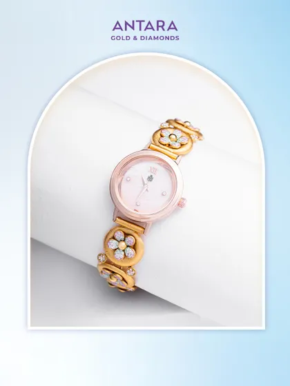 Not just a watch, it's an heirloom in the making. This 22kt gold watch with an enamel underlay and diamond-studded floral strap embodies sophistication and craftsmanship.