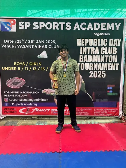 Advait Mulay, the runner-up in the U-19 Boys category, celebrating a successful tournament.