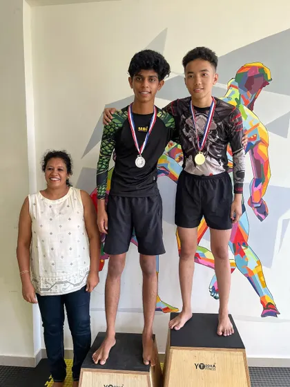 Winners from our in house jiu-jitsu competition on the podium. Congratulations to all the participants for their great effort.