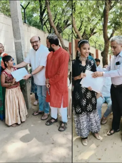 Distributing certificates to the young graduates of our yoga program at the government school.