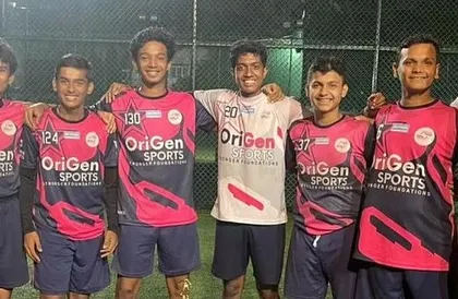Our U17 boys' team with their coach. We focus on developing not just their skills on the pitch but also their character and leadership as they progress to senior-level football.