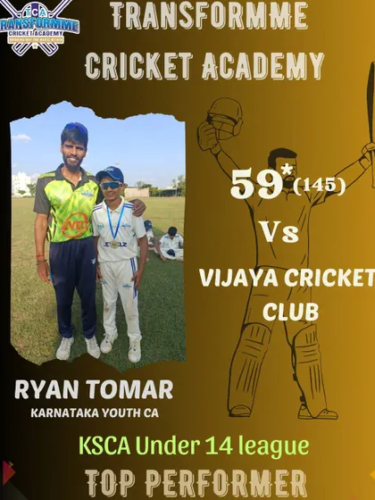 Ryan Tomar's gritty unbeaten 59 in the KSCA U-14 knockout match.