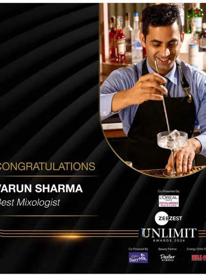 Our Head of Bars, Varun Sharma, was named Best Mixologist at the ZeeZest Unlimit Awards 2024.