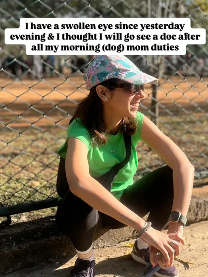 A raw moment of motherhood. With a swollen eye, my first thought was to finish my morning dog mom duties before I could even think about seeing a doctor. The needs of our kids, both human and furry, always seem to come first.