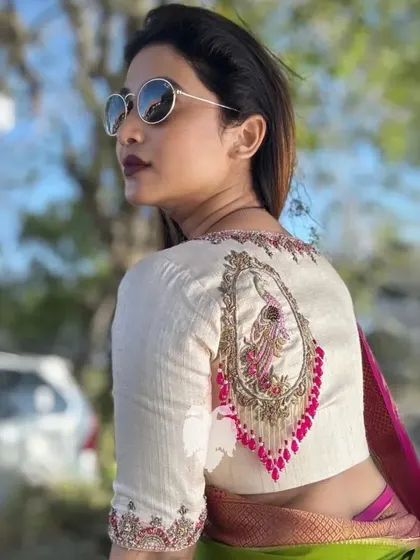 Another shot of the client, showcasing the blouse's versatility.