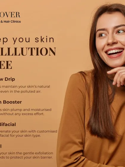 Beat the bad air quality with our pollution control skincare package, including glow drips, skin boosters, and medifacials to protect your skin.