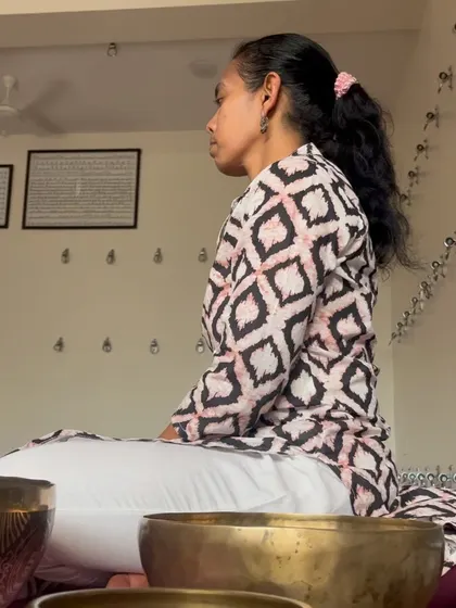 In the moments before a sound meditation begins, I take time to center myself. This allows me to hold space for others with clarity and intention, guiding them on a journey into deep states of rest and healing.