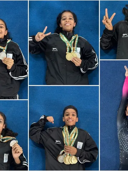 More moments of triumph from various competitions, showcasing our gymnasts with their medals, trophies, and proud coaches.