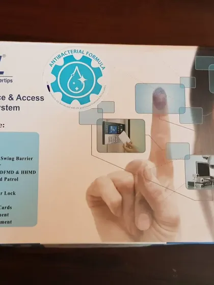 The front of the eSSL box, showing the product line which includes access control, turnstiles, and hotel locks.