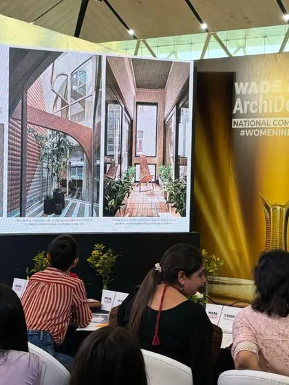 Our co-founder presenting our work at the WADE INDIA ASIA competition. Platforms like these allow us to share our design stories and engage in conversations that push the boundaries of interior design and architecture.