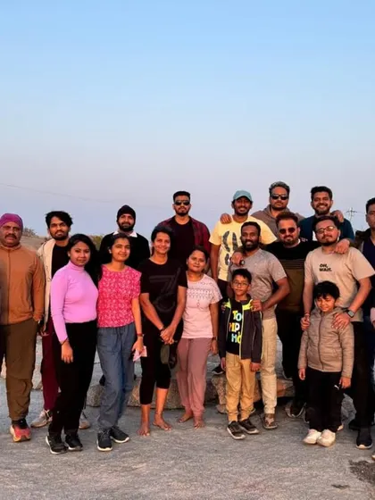 A family-friendly trek. Our group at Minchukallu includes people of all ages, enjoying the outdoors together.