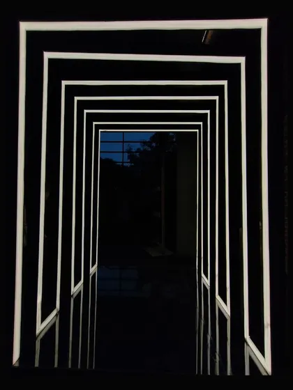 The final "Pass-Oh!-Light" installation, an interactive series of sleek, illuminated portals.