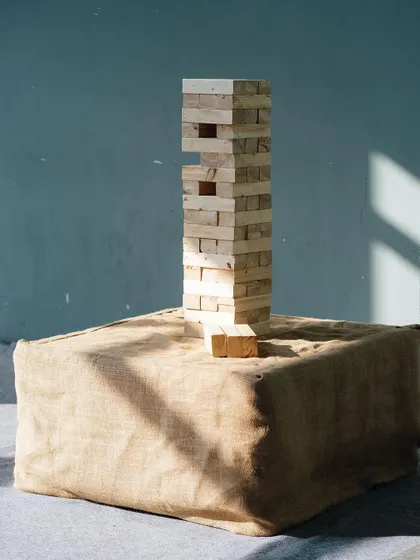 A giant Jenga game for guest entertainment.