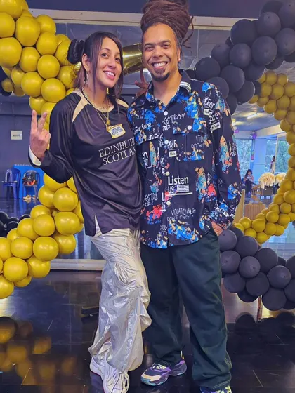 A pose from our 17th anniversary party. We are committed to the next generation of aspiring talent and building the hip-hop community.
