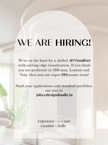 Design Doodle in Delhi is looking for a skilled 3D Visualizer, highlighting their "super DDynamic team."