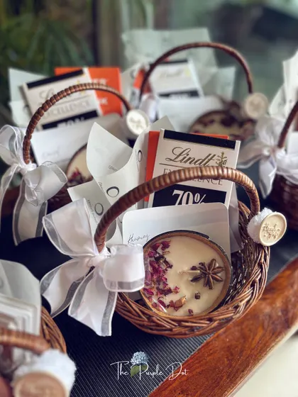 A collection of the small favor baskets, showing how beautifully they present as a group.