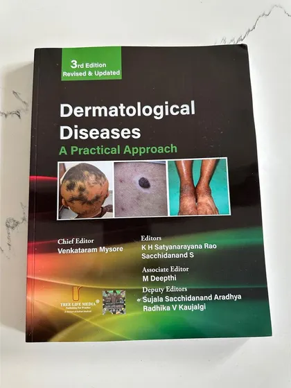 A clear shot of the cover of "Dermatological Diseases: A Practical Approach," a comprehensive guide for medical students.