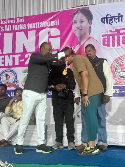 A proud moment as our star boxer, Prisha Pawar, receives her gold medal at the Rani Laxmi Bai 1st Girls and Womens National Boxing Championship. We believe in celebrating every milestone on the journey to the top.