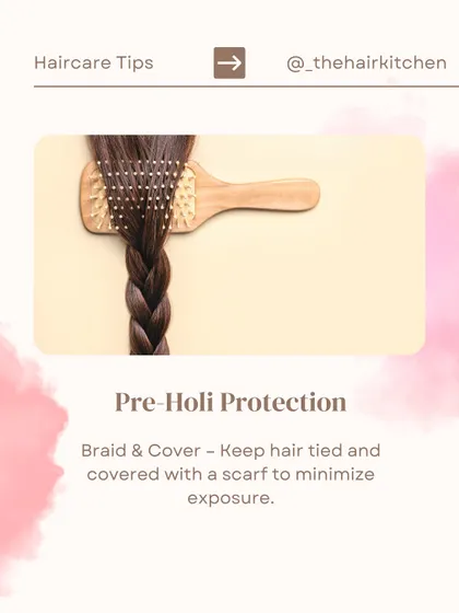 Pre-Holi protection is crucial. I recommend oiling your hair, then braiding and covering it with a scarf to minimize exposure to harsh chemical colors.