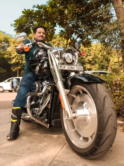 A slightly different angle of the Harley Davidson, showing more of the front wheel and chrome details. I take multiple shots to ensure every impressive detail is captured.