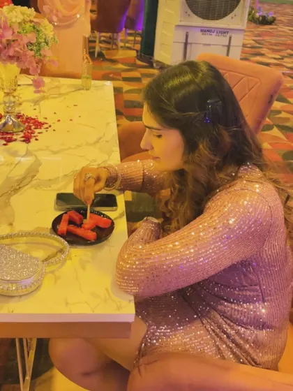 The struggle is real to get a picture clicked with my mains. Even at a wedding, I don't miss out on my favorite fruit, watermelon.