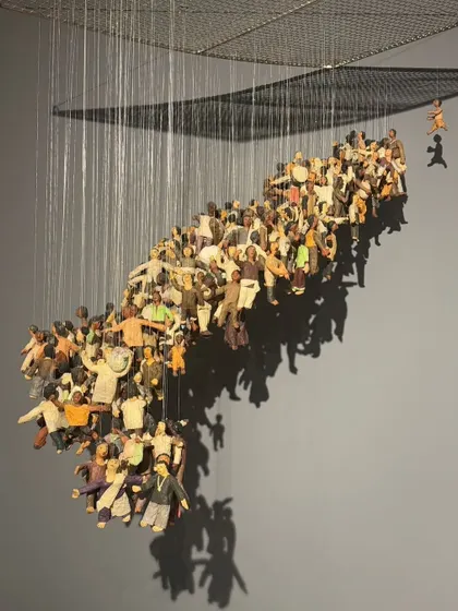 This thought-provoking art piece at India Design ID, depicting a community of figures, resonated with our belief in designing spaces that connect people. It's a reminder that architecture is ultimately about the human experience.