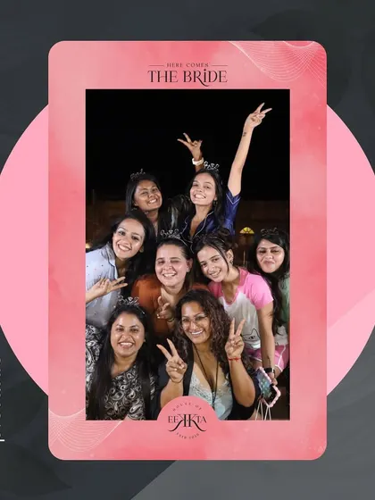 We help you celebrate milestones like a bachelorette party in style. This group shot shows one of our custom-designed photo frames, which adds a personalized touch and makes for a perfect keepsake for the bride-to-be and her friends.