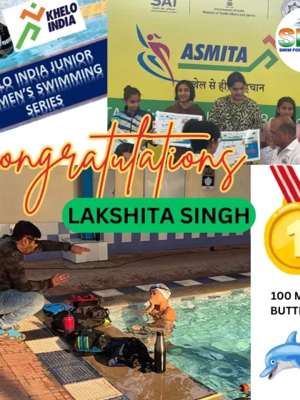 Lakshita Singh kicking off the year with a Gold medal in the 100m Butterfly at the Khelo India Junior Women's series. A fantastic start to the season.