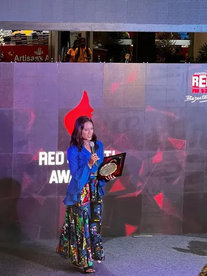 Another shot of my acceptance speech, where I emphasized my mission to empower players of all backgrounds.