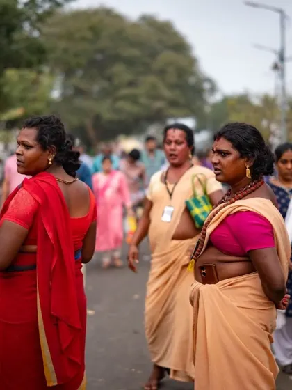 Our pilgrimages are open to everyone, and the path is shared by a diverse community of people. Here, a group of transgender women, or kinnars, walk with devotion. Their presence is a beautiful expression of the inclusive nature of faith.