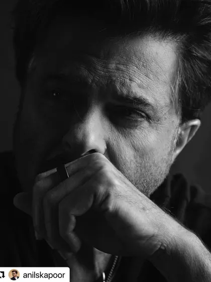 An archival black and white shot of Anil Kapoor. A classic hairstyle is truly timeless.