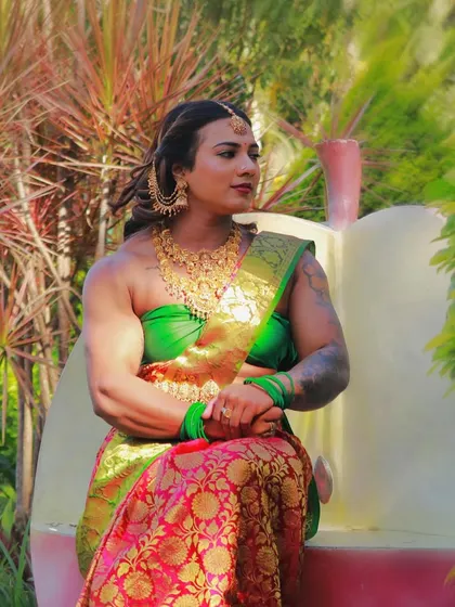 A serene pose that still emanates power. It shows that strength isn't always about aggression; it can be calm and confident.