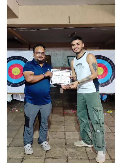 Finishing the beginner course is a big first step. This student is now ready to take his archery skills to the next level.