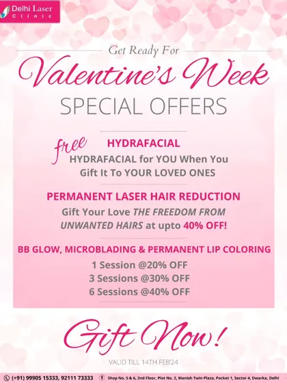 Our Valentine's week offers included packages for services like BB Glow, Microblading, and Permanent Lip Coloring. These treatments are a great gift, offering long-lasting beauty and confidence.