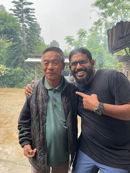 Me with a local coffee farmer in Nagaland. Building relationships with the people who grow our coffee is incredibly important to us.
