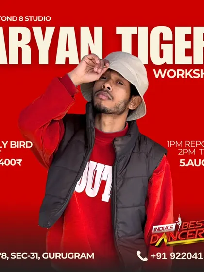 We bring the best in the business to our studio. This is our workshop announcement for the one and only Aryan Tiger from India's Best Dancer Season 4. It’s your chance to learn from the stars you see on TV.
