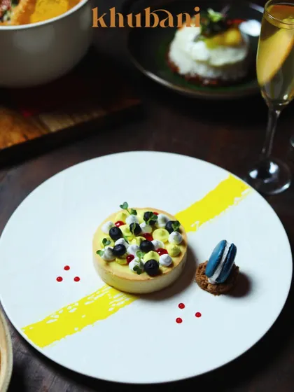 At Khubani, dessert is an experience. This beautifully crafted lemon tart with a macaron is designed for the eyes and perfected for the palate.