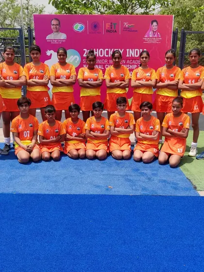 A formal team portrait of the Sub-Junior Women's squad. Their uniform look and determined expressions show their readiness for the national championship.