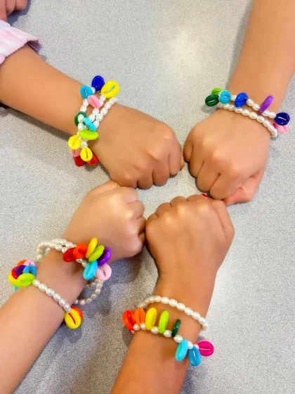 Friendship bracelets! The kids loved showing off the colourful bracelets they made for each other.